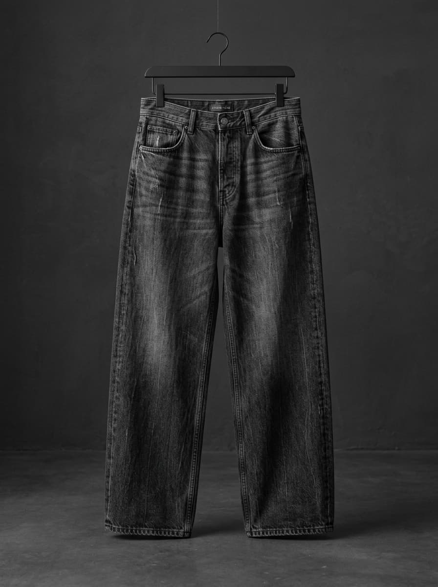 Raw Edge Baggy Denim Trousers